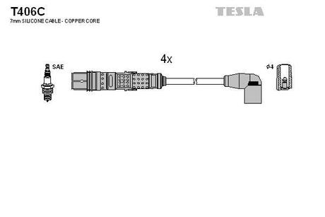 T406C TESLA Комплект проводов VAG 1.2 TSI 09->