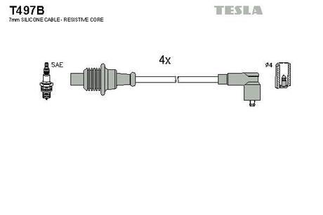 T497B TESLA Комплект проводов Citroen Xantia 1.6i,1.8i