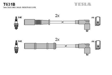 T631B TESLA Комплект проводов Fiat Punto 1.2/1.4 05->