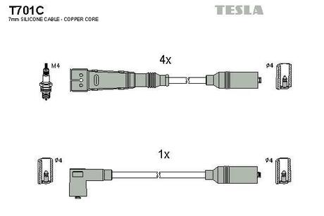 T701C TESLA Комплект проводов Audi 80 1.6-2.0i 85-93, Bremi 274