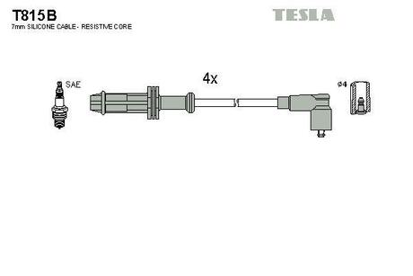 T815B TESLA Комплект проводов Citroen AX, ZX 1.1, 1.4i 91-,