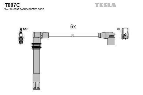 T887C TESLA Провода зажигания