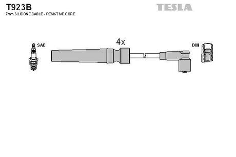 T923B TESLA Комплект проводов Chevrolet/Daewoo Lacetti/Nubira 1.6 16V 03-