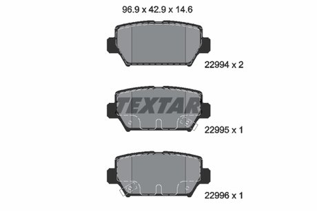 2299401 TEXTAR Колодки тормозные дисковые задние MITSUBISHI ECLIPSE CROSS (GK) 17 - / MAZDA CX-7 (ER) 06 - 14, / MAZDA CX-9 (TB) 07 -