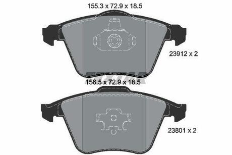 2391201 TEXTAR Колодки тормозные дисковые передн FORD: FOCUS II 05-, VOLVO: C30 06-, C70 кабрио 06-, S40 II 04-, V50 04- с противошумной пластиной Q+