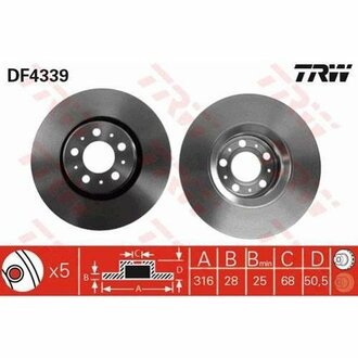 DF4339 TRW Диск тормозной передн VOLVO: XC 90 02-