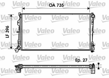 732956 Valeo Радиатор системы охлаждения CHRYSLER: VOYAGER III 2.8 CRD 00-
