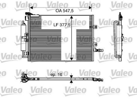 818166 Valeo Радиатор кондиционера RENAULT: CLIO Grandtour (KR0/1_) 1.5 dCi (KR1C, KR1N) 08-, CLIO III (BR0/1, CR0/1) 1.5 dCi 05-, MODUS (F/JP0_) 1.5 dCi 04-