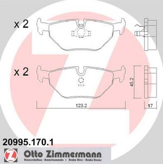 20995.170.1 ZIMMERMANN КОЛОДКИ ЗАД BMW E34/E32