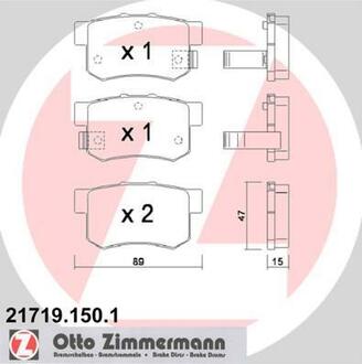 217191501 ZIMMERMANN Комплект тормозных колодок, дисковый тормоз