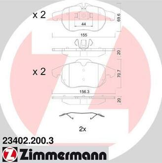 23402.200.3 ZIMMERMANN Тормозные колодки SBB Fiat, Opel, Saab incl. accessories