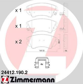 244121902 ZIMMERMANN Комплект тормозных колодок, дисковый тормоз