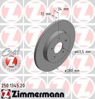250134520 ZIMMERMANN Тормозной диск